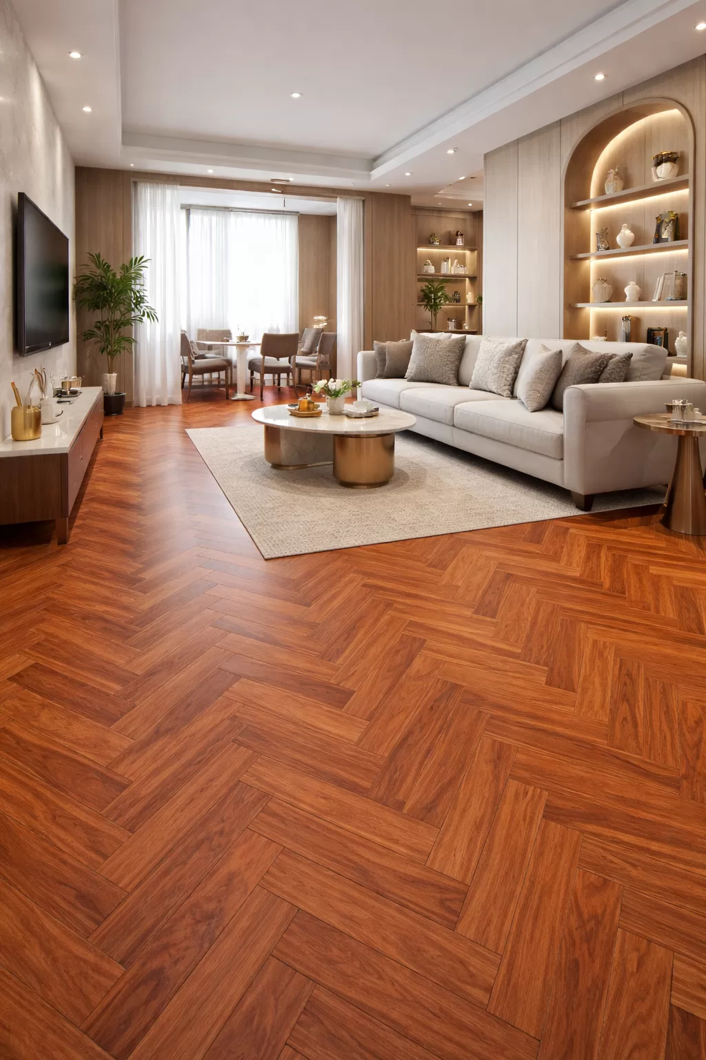 Ứng Dụng Thực Tế Của Sàn Gỗ Fortune FX97 phòng khách