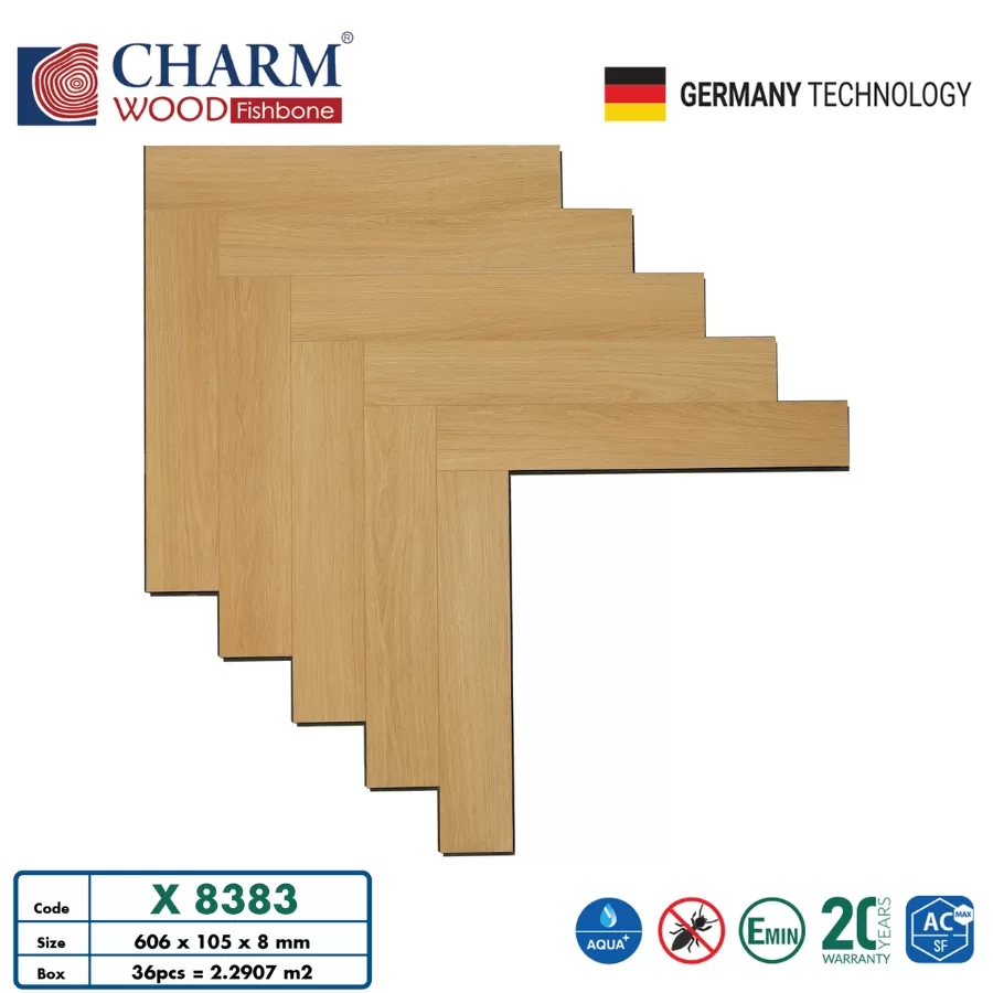 Sàn gỗ xương cá Charmwood 8mm X8383