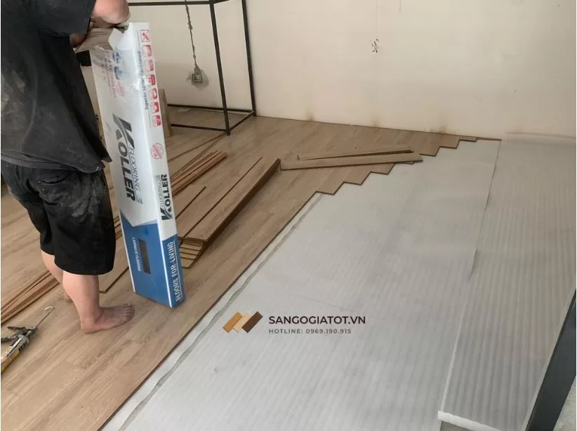 Hình ảnh thi công thực tế - Sàn nhựa Koller 8mm - D3546A