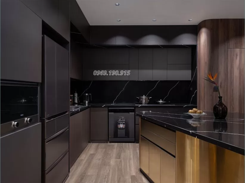 Ưu tiên màu trung tính hoặc tông màu tối cho phòng bếp